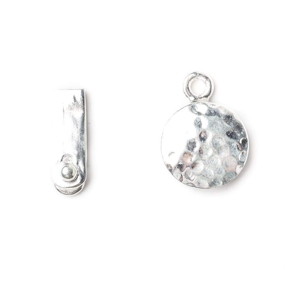 12mm Sterling Silver Box Clasp Round Hammered Design 1 piece - Beadsofcambay.com