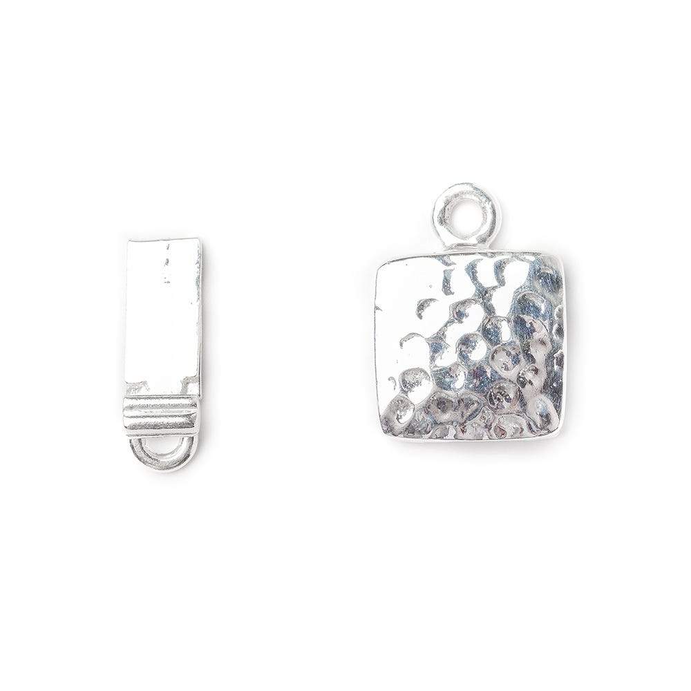 12mm Sterling Silver Box Clasp Square Hammered Design 1 piece - Beadsofcambay.com