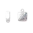 12mm Sterling Silver Box Clasp Square Hammered Design 1 piece - Beadsofcambay.com