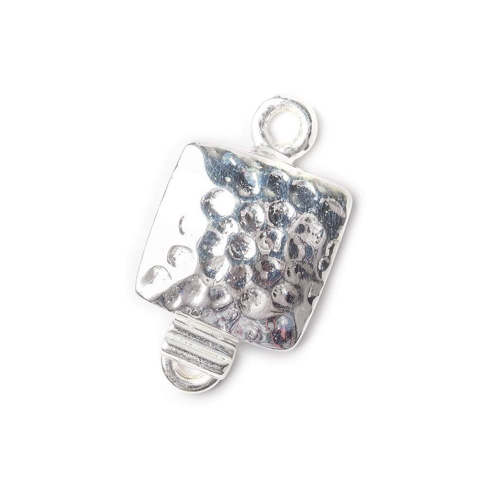 12mm Sterling Silver Box Clasp Square Hammered Design 1 piece - Beadsofcambay.com