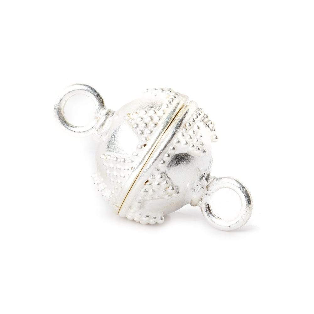 12mm Sterling Silver Miligrain Triangle Magnetic Ball Clasp 1 piece - Beadsofcambay.com