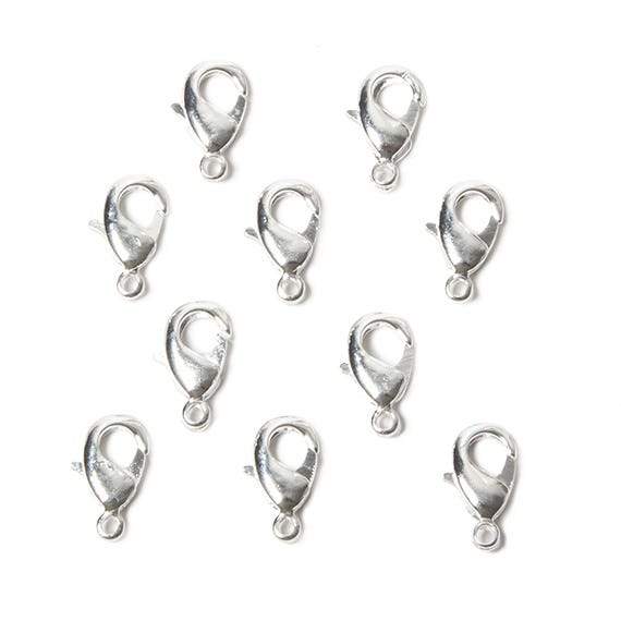 12mm Sterling Silver plated Lobster Clasp Set of 10 - Beadsofcambay.com