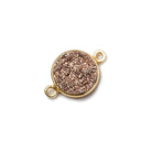 12mm Vermeil Bezel Metallic Rose Drusy Coin 2 ring Connector 1 piece - Beadsofcambay.com
