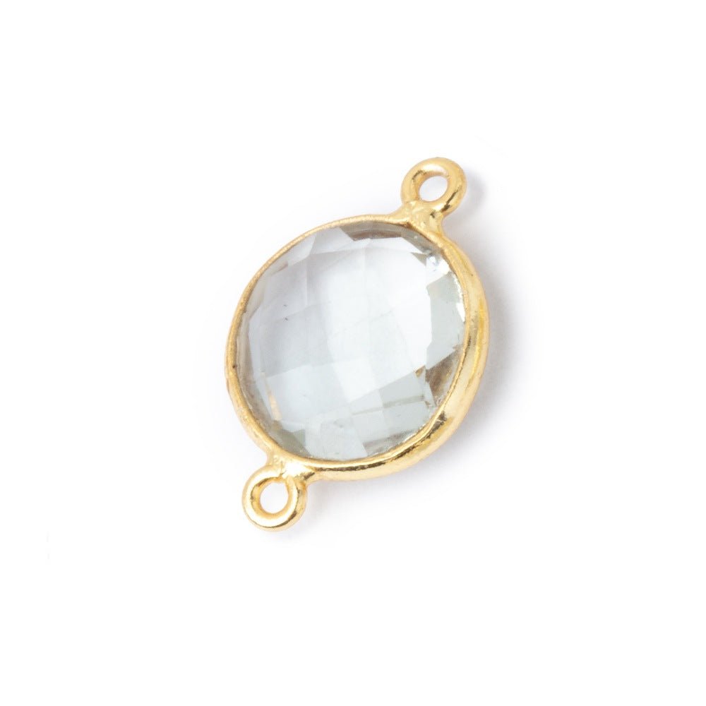 12mm Vermeil Bezel Prasiolite Faceted Coin Connector 1 piece - Beadsofcambay.com