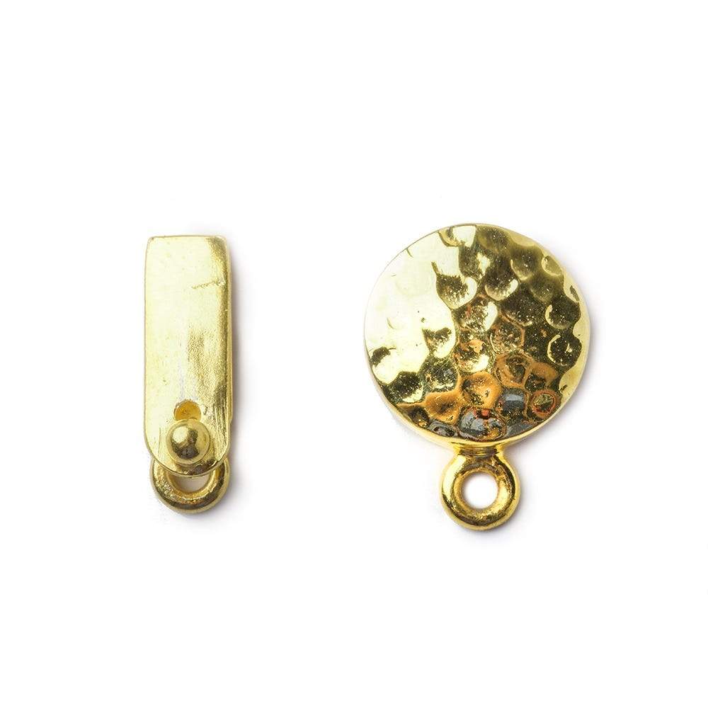 12mm Vermeil Box Clasp Round Hammered Design 1 piece - Beadsofcambay.com