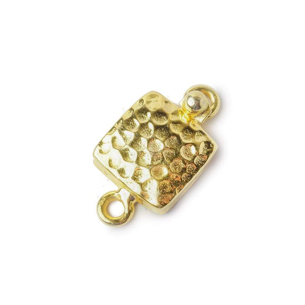 12mm Vermeil Box Clasp Square Hammered Design 1 piece - Beadsofcambay.com