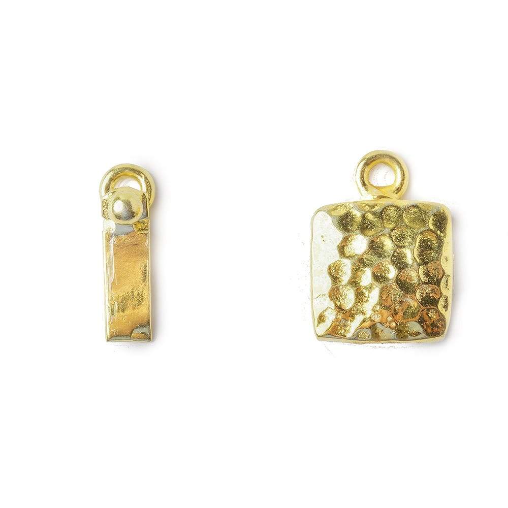 12mm Vermeil Box Clasp Square Hammered Design 1 piece - Beadsofcambay.com