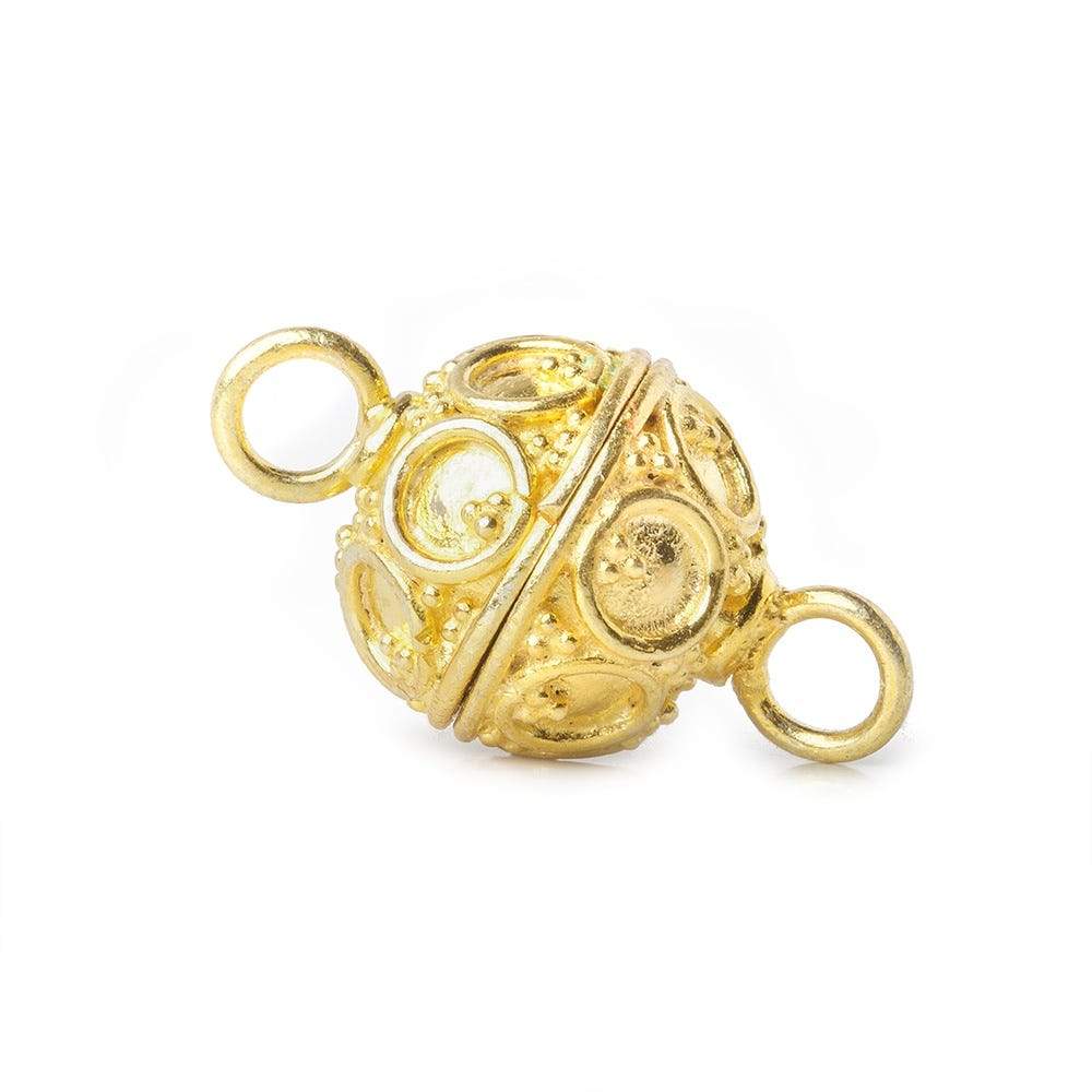 12mm Vermeil Magnetic Clasp Circle With Miligrain Design 1 piece - Beadsofcambay.com