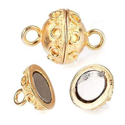 12mm Vermeil Magnetic Clasp Circular And Miligrain Design 1 piece - Beadsofcambay.com