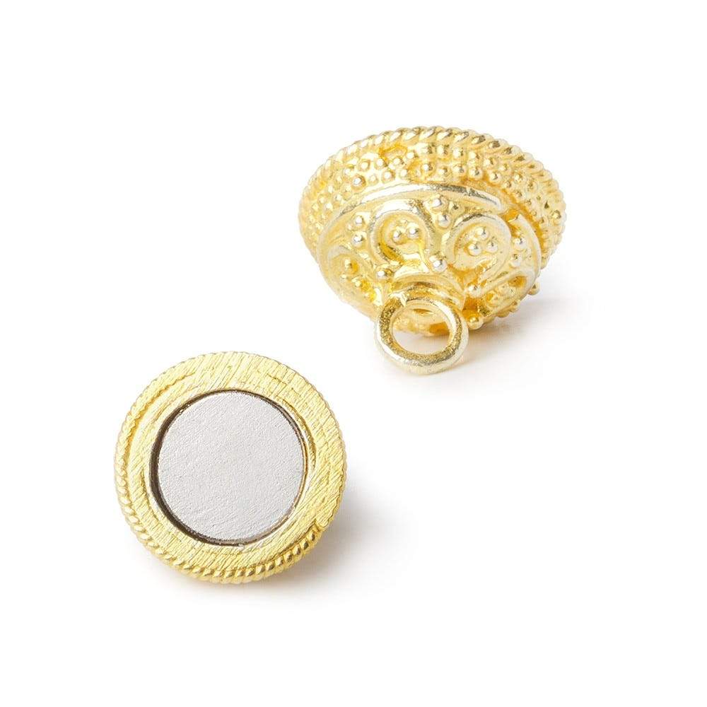 12mm Vermeil Magnetic Clasp Persian Miligrain Design 1 piece - Beadsofcambay.com