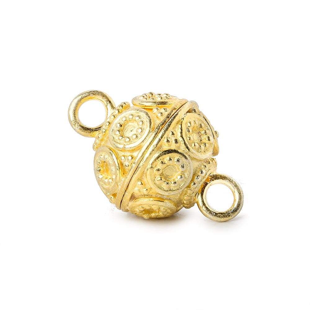 12mm Vermeil Magnetic Clasp with Granulated Bali Design 1 piece - Beadsofcambay.com