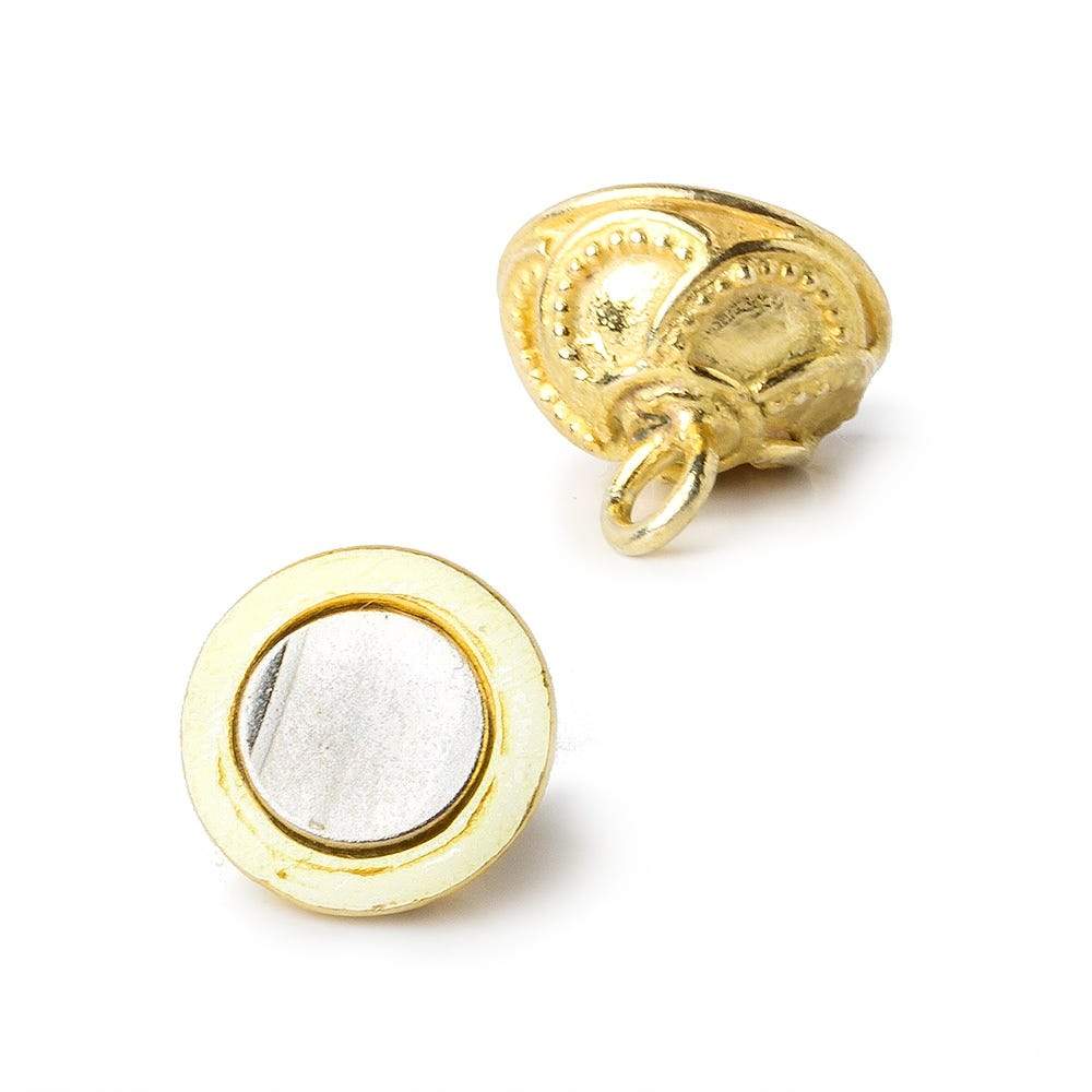 12mm Vermeil Magnetic Clasp with Swirl Design 1 piece - Beadsofcambay.com