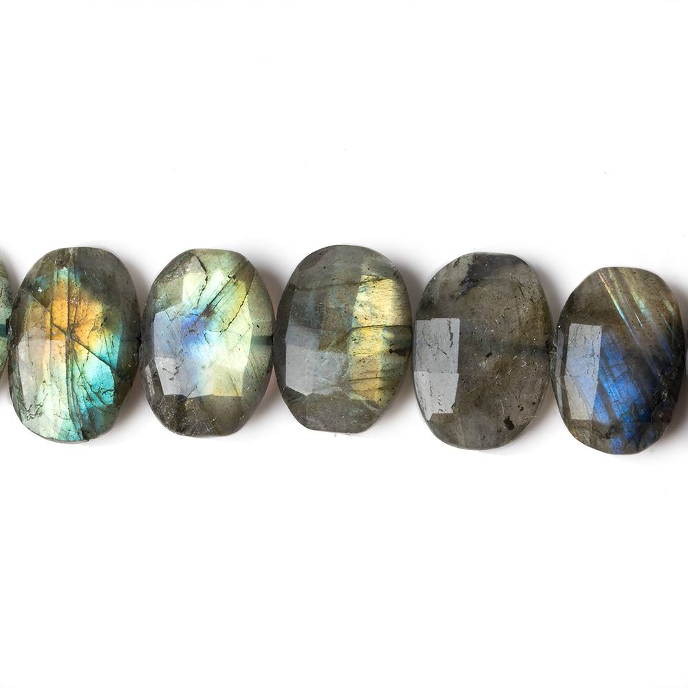 12x10-14x10mm Labradorite side drilled Faceted Cushion beads 6 inch 14 pcs - Beadsofcambay.com