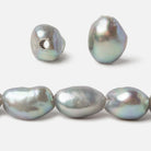 12x10-14x10mm Verde Silver Large Hole Straight Drilled Baroque Freshwater Pearls 15 in 29 pcs - Beadsofcambay.com