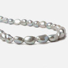 12x10-14x10mm Verde Silver Large Hole Straight Drilled Baroque Freshwater Pearls 15 in 29 pcs - Beadsofcambay.com