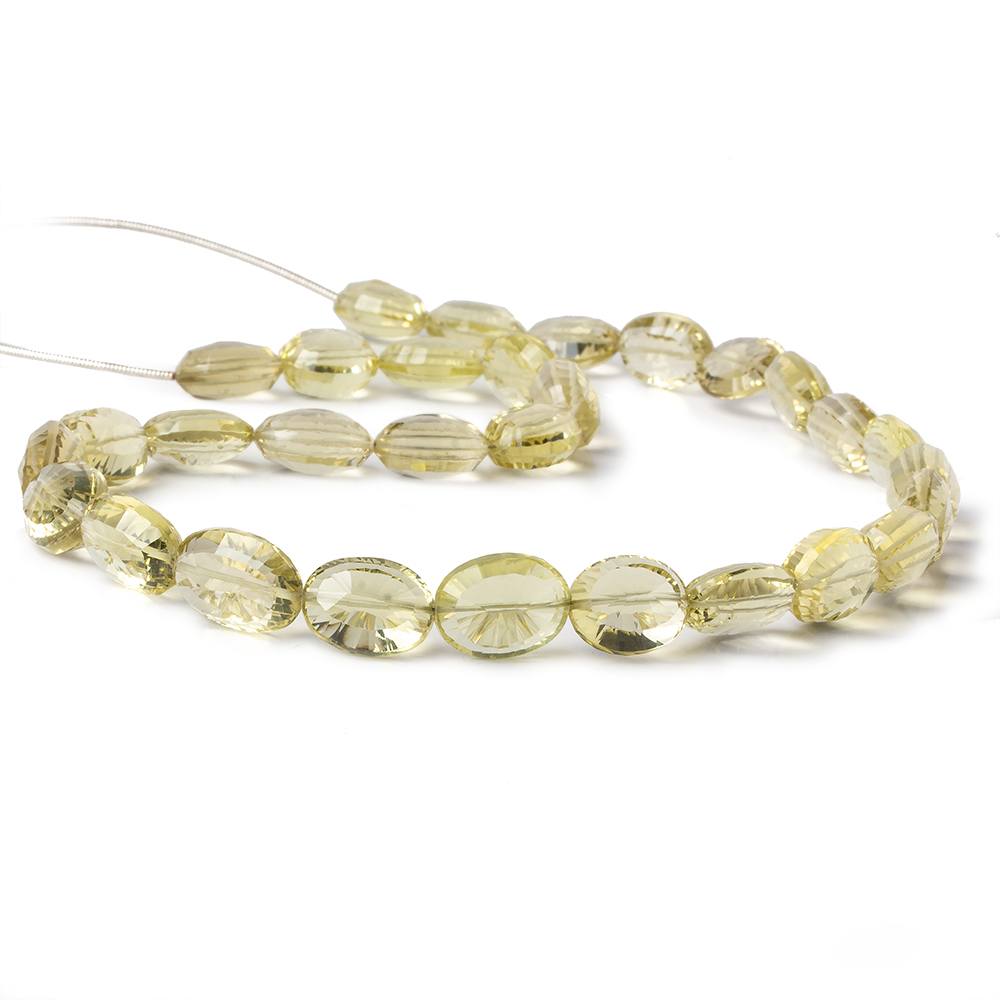 12x10-14x11mm Lemon Quartz Concave Faceted Oval beads 15 inch 30 pieces AAA - Beadsofcambay.com