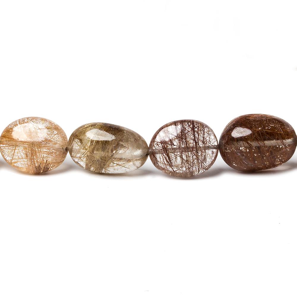 12x10-15x10mm Rutilated Quartz plain oval beads 16 inch 31 pieces - Beadsofcambay.com