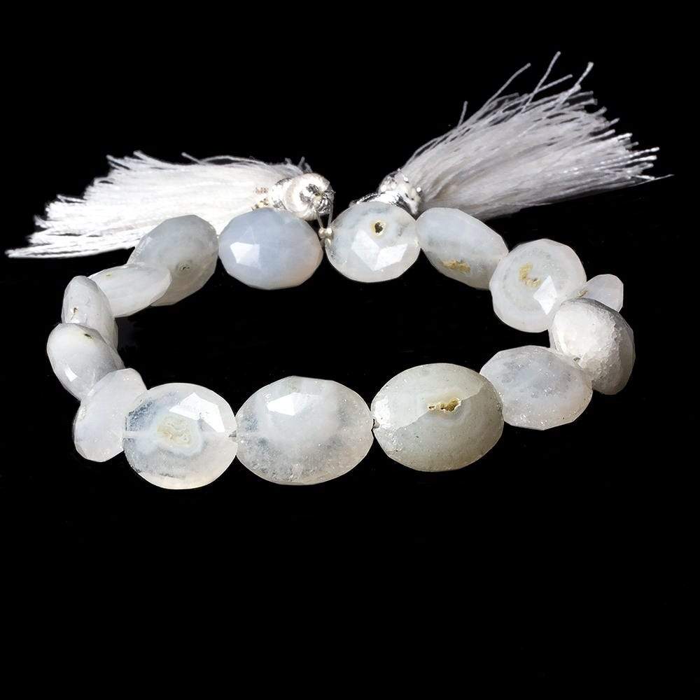 12x10-15x11mm Peacock Solar Quartz faceted oval nugget beads 8 inch 11 pieces - Beadsofcambay.com