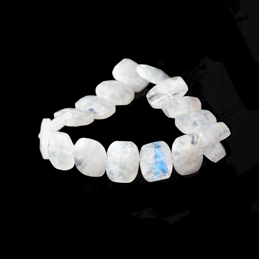 12x10-15x11mm Rainbow Moonstone Faceted Cushion Beads 7.5 inch 16 pieces - Beadsofcambay.com
