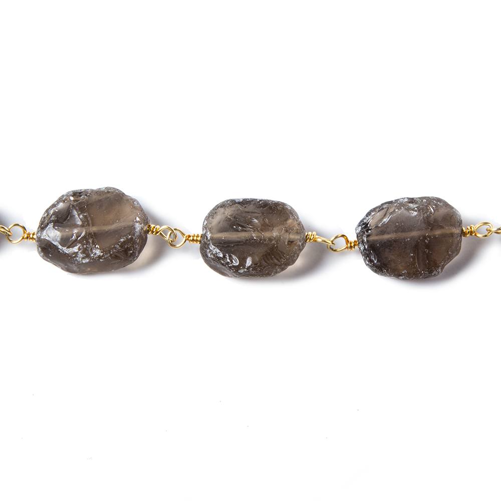 12x10-15x11mm Smoky Quartz hammer faceted Gold plated Chain 15 pcs - Beadsofcambay.com