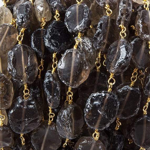 12x10-15x11mm Smoky Quartz hammer faceted Gold plated Chain 15 pcs - Beadsofcambay.com