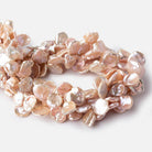 12x10-16x13mm Iridescent Peach Keshi Top Drilled Freshwater Pearls 15 inch 42 pieces AAA - Beadsofcambay.com