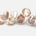 12x10-16x13mm Iridescent Peach Keshi Top Drilled Freshwater Pearls 15 inch 42 pieces AAA - Beadsofcambay.com