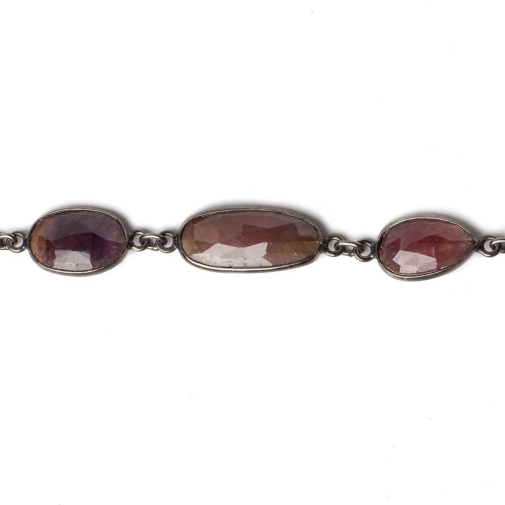 12x10-18x10mm Black Gold plated Silver Bezel Ruby Nugget Chain 13 pieces - Beadsofcambay.com