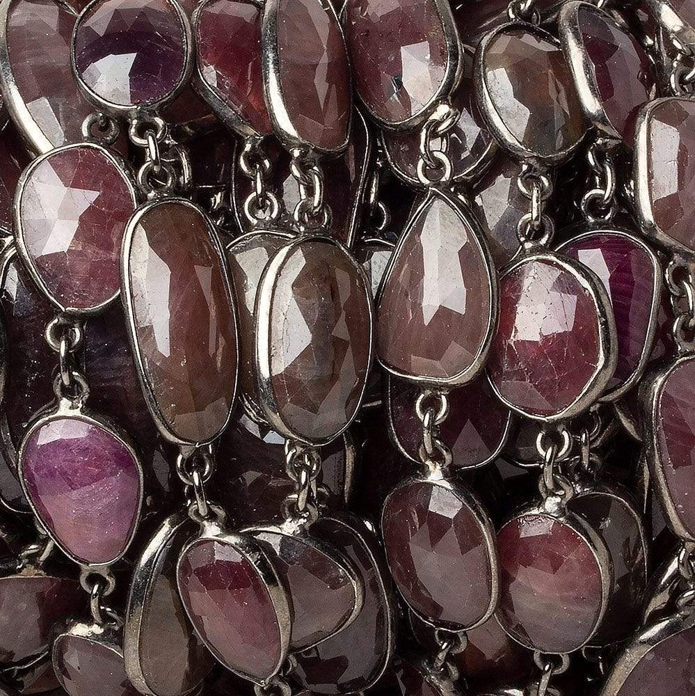 12x10-18x10mm Black Gold plated Silver Bezel Ruby Nugget Chain 13 pieces - Beadsofcambay.com