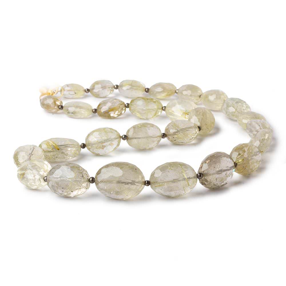 12x10-18x14mm Golden Rutilated Quartz straight drilled faceted oval beads 18 inch 17 pieces AA - Beadsofcambay.com