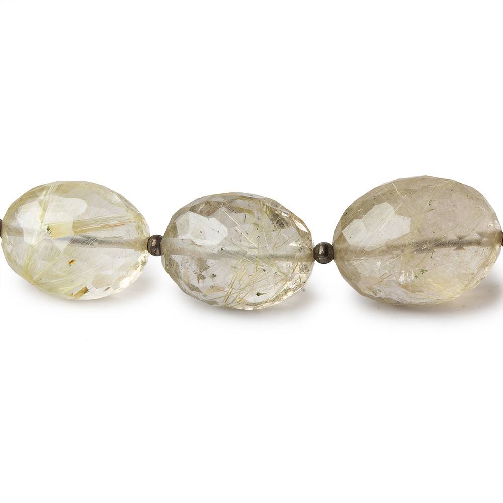 12x10-18x14mm Golden Rutilated Quartz straight drilled faceted oval beads 18 inch 17 pieces AA - Beadsofcambay.com