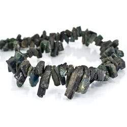 12x10-26x25mm Indicolite Blue Tourmaline Natural Crystal Slice Set of 13 Beads AA - Beadsofcambay.com