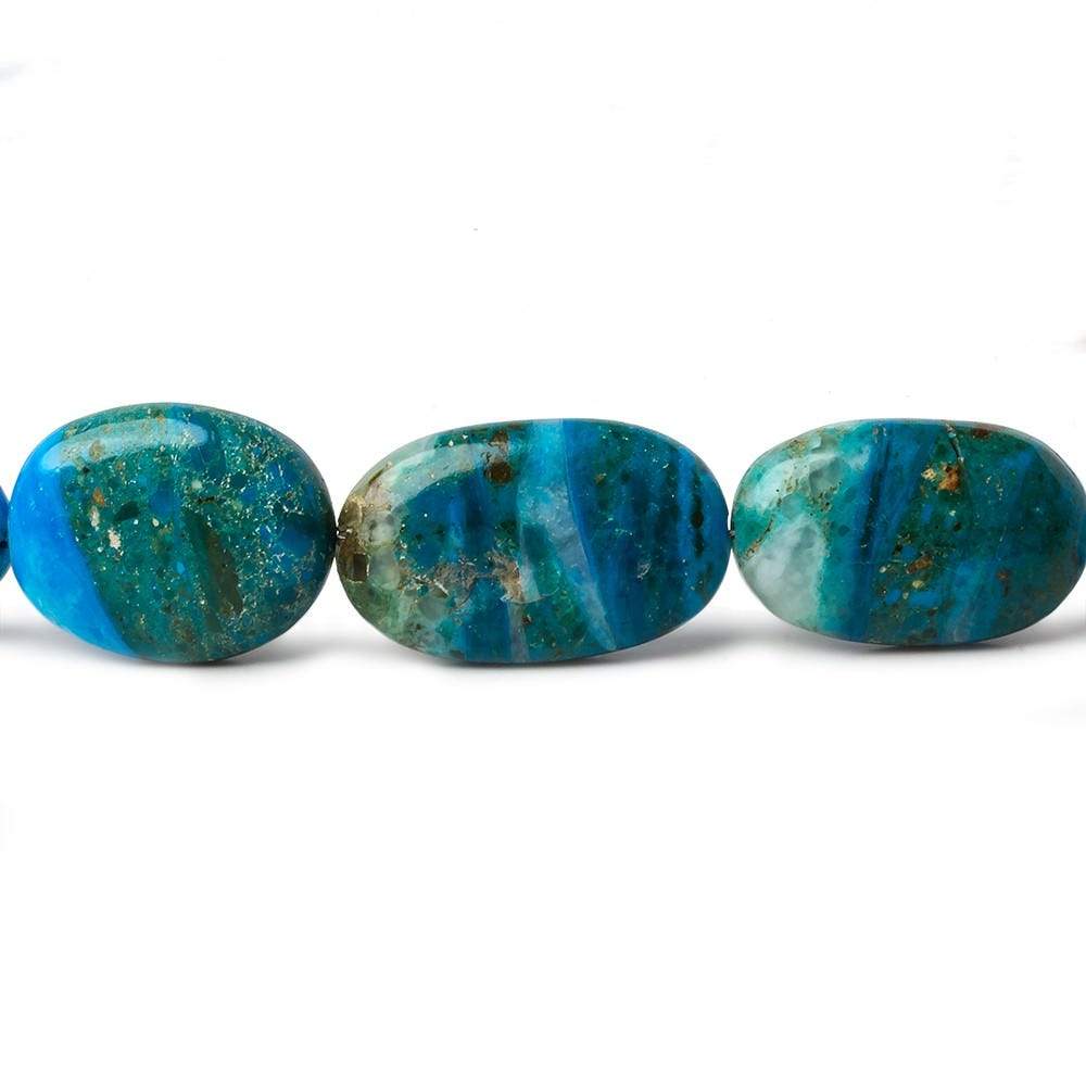 12x10-28x16mm Peruvian Blue Opal with Matrix plain oval nugget beads 19 inch 27 pcs AA - Beadsofcambay.com