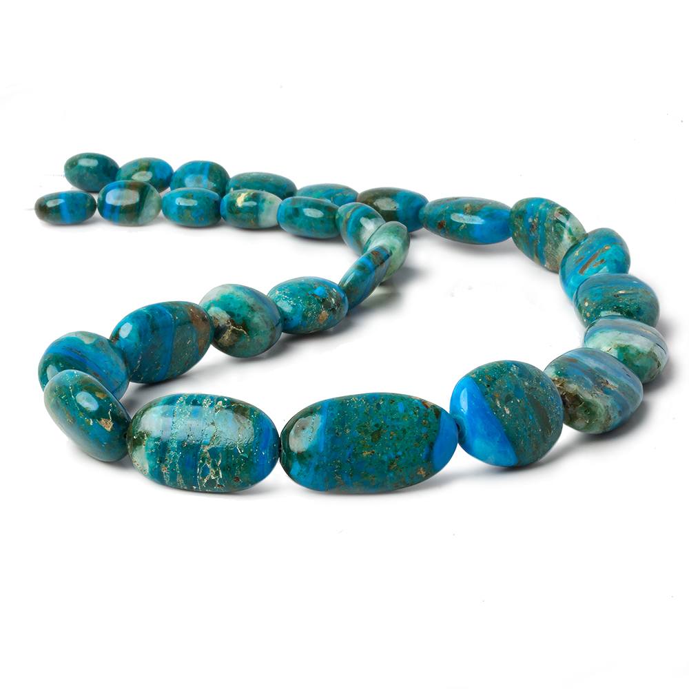 12x10-28x16mm Peruvian Blue Opal with Matrix plain oval nugget beads 19 inch 27 pcs AA - Beadsofcambay.com