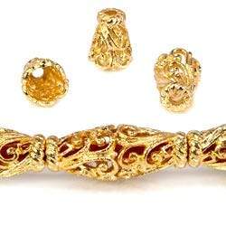 12x10mm 22kt Gold Plated Copper Scroll Cone *DISCONTINUED* - Beadsofcambay.com
