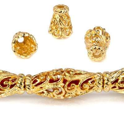 12x10mm 22kt Gold Plated Copper Scroll Cone *DISCONTINUED* - Beadsofcambay.com