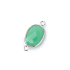 12x10mm .925 Silver Bezel Green Chalcedony Faceted Nugget Connector 1 piece - Beadsofcambay.com