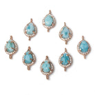 12x10mm Rose Gold Bezel White CZ and Larimar Pear Connector 1 focal piece - Beadsofcambay.com