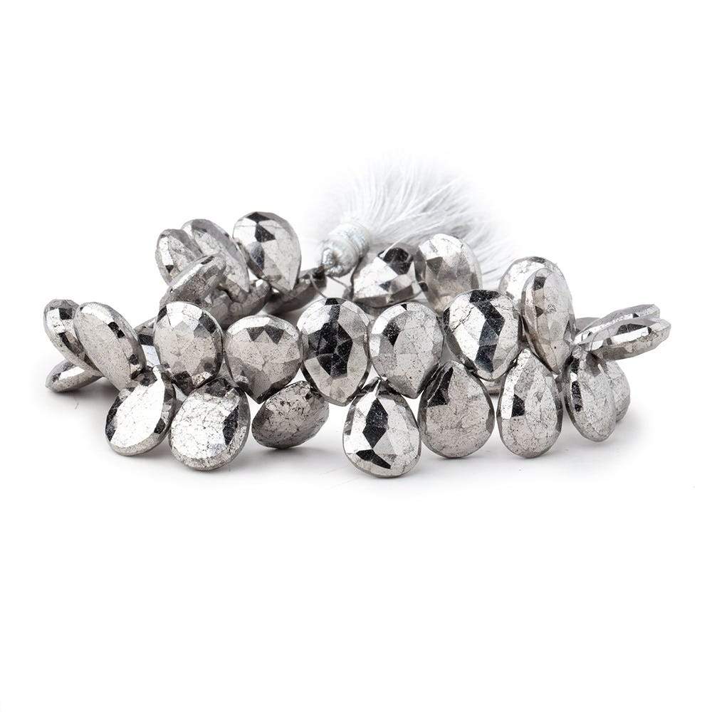 12x10mm White Pyrite Faceted Pear Briolette Beads 7.5 inch 30 pieces - Beadsofcambay.com