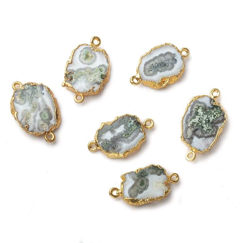 12x10x3mm Gold Leafed Solar Quartz Slice Connector 1 piece - Beadsofcambay.com