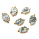 12x10x3mm Gold Leafed Solar Quartz Slice Connector 1 piece - Beadsofcambay.com