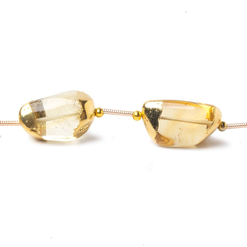 12x10x6-17x13x9mm Gold Leafed Citrine Plain Nugget Beads 8 inch 7 pieces - Beadsofcambay.com