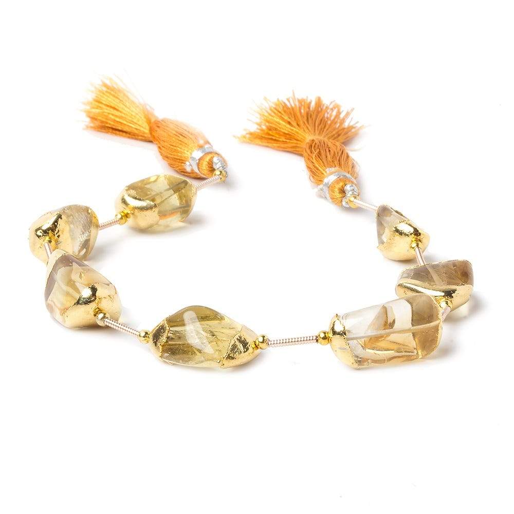 12x10x6-17x13x9mm Gold Leafed Citrine Plain Nugget Beads 8 inch 7 pieces - Beadsofcambay.com