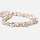 12x11-14x11mm Rose' White Straight Drilled Keshi Freshwater Pearls 16 inch 32 pieces - Beadsofcambay.com