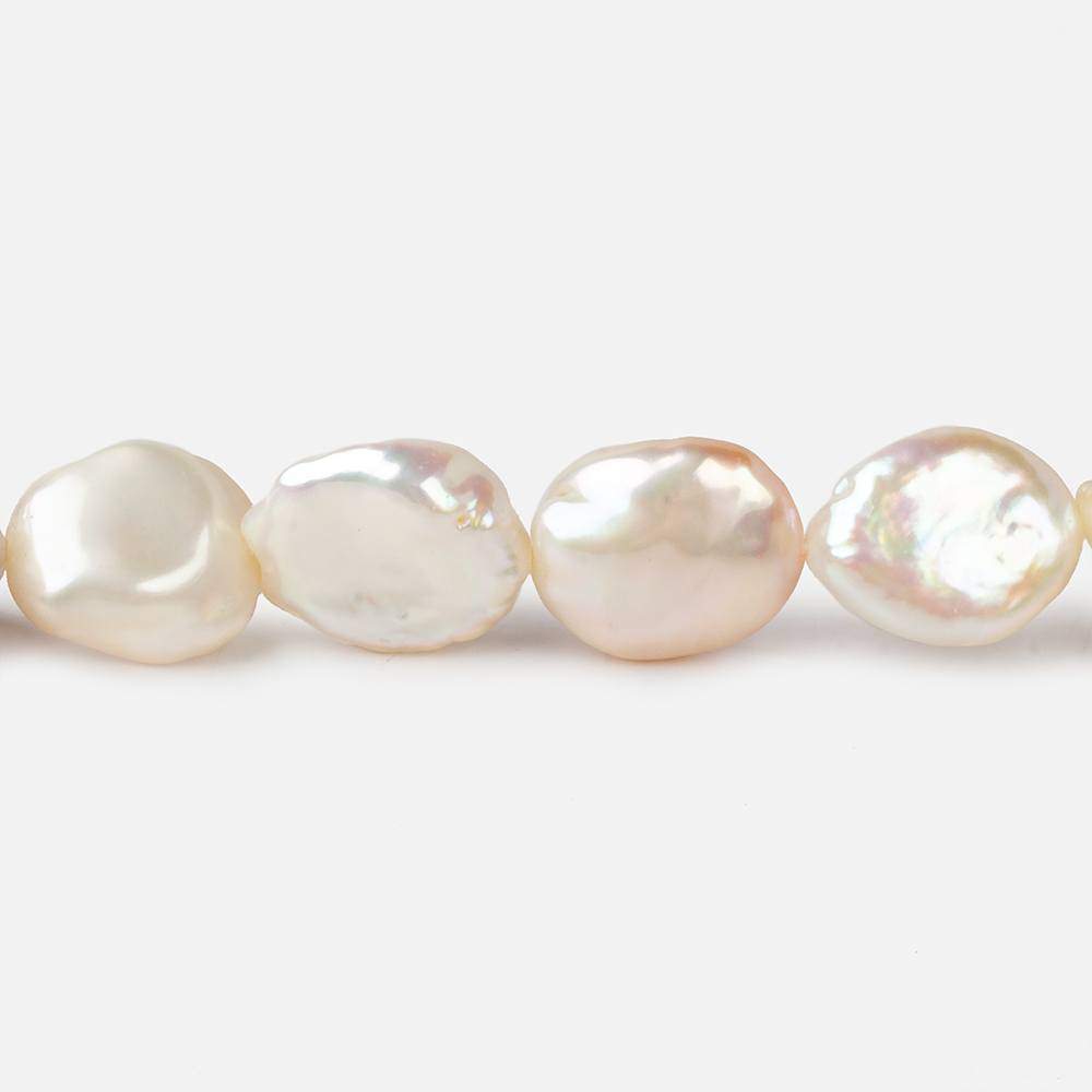 12x11-14x11mm Rose' White Straight Drilled Keshi Freshwater Pearls 16 inch 32 pieces - Beadsofcambay.com