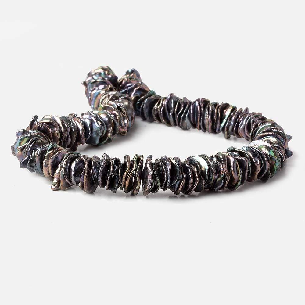 12x11-14x13mm Peacock Keshi Center Drilled Pearls 16 inch 128 pcs - Beadsofcambay.com