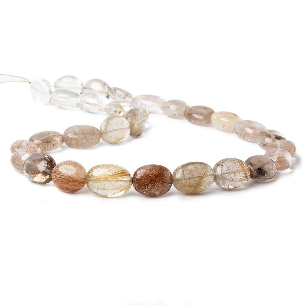 12x11-15x11mm Rutilated Quartz Plain Oval Beads 16 inch 29 pieces - Beadsofcambay.com