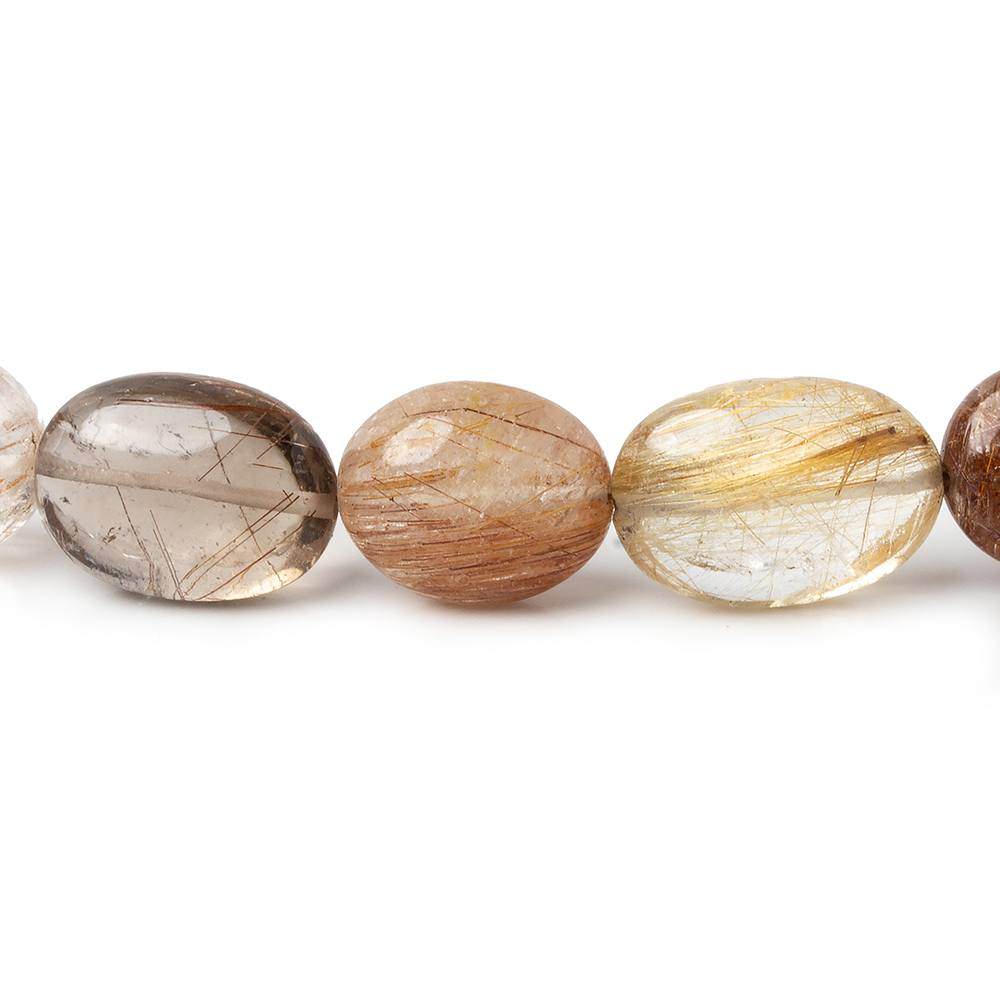 12x11-15x11mm Rutilated Quartz Plain Oval Beads 16 inch 29 pieces - Beadsofcambay.com