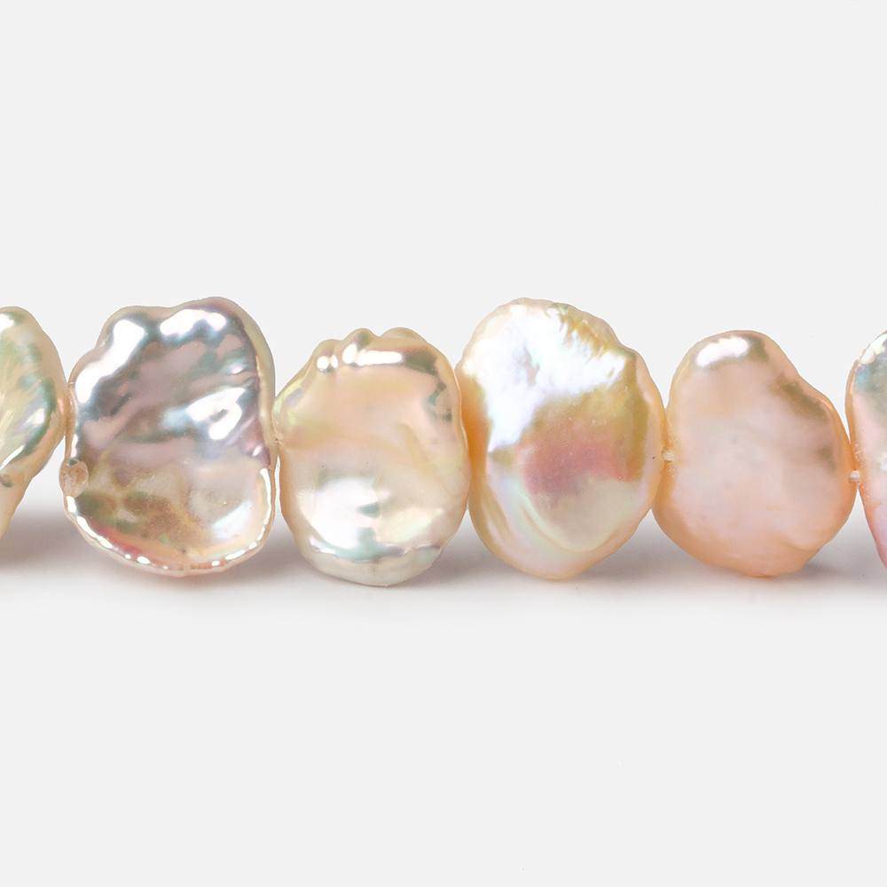 12x11-16x13mm Pale Salmon side drilled Keshi Freshwater Pearls 16 inch 36 pieces AA - Beadsofcambay.com