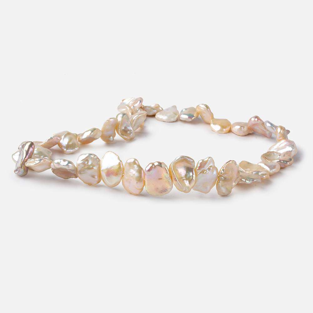 12x11-16x13mm Pale Salmon side drilled Keshi Freshwater Pearls 16 inch 36 pieces AA - Beadsofcambay.com